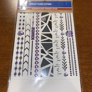 Unisex Adult Lulu DK Sport Jewelry Flash Tattoos Sacramento Kings NBA NEW - Picture 1 of 3