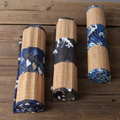 Japanese Table Runner Bamboo Weave Table Cloth Tea Mats Non-Slip Home Decor Chic - Image 1 of 4