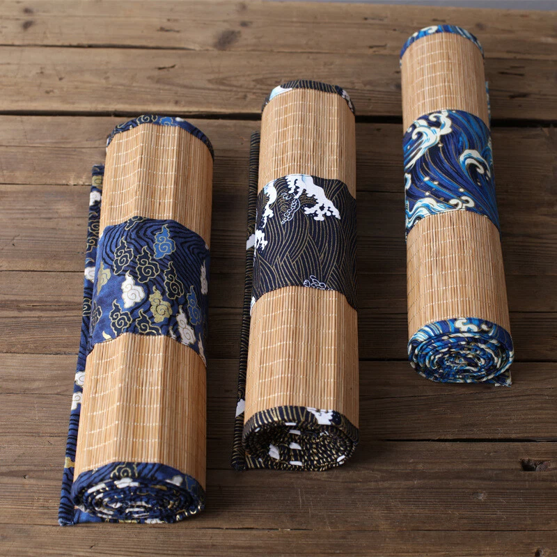 Japanese Table Runner Bamboo Weave Table Cloth Tea Mats Non-Slip Home Decor Chic - Image 1 of 4