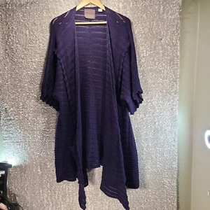 Anthropologie Guinevere Navy Blue Open Short Sleeve Cardigan Sweater Size Large - Picture 1 of 11