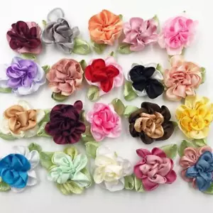 Applicazioni fiori nastro di raso 2 toni arte da cucire decorazione scrapbooking 40 pz - Foto 1 di 27