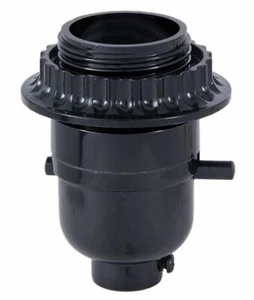 SCHWARZ PHENOLISCHER SCHIEBE DURCH GEWINDELAMPENBUCHSE MIT RINGLAMPE TEIL NEU 30549J - Bild 1 von 2