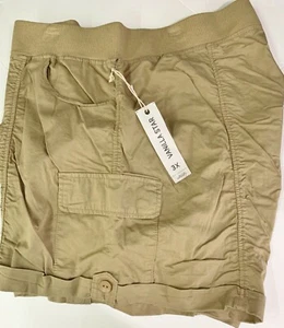 Vanilla Star Junior Girls Khaki Button Tab Rouched Cargo Pocket Cuffed Shorts 3X - Picture 1 of 2