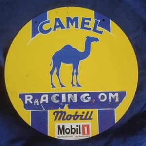 8" Round Metal Sign Man Cave Wall Art Garage Bar Gas Station Oil Camel Mobil 1 - Picture 1 of 1
