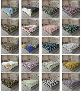 Ambesonne Tropical Flat Sheet Top Sheet Decorative Bedding 6 Sizes - Picture 1 of 37
