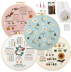 Beginner DIY Embroidery Kit for Adults: 4 Sets Adults Cross Stitch Kit, - Picture 1 of 6
