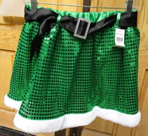 Girls Green Sequin Skirt St. Patrick's Christmas Elf Juniors XL appox 26" waist - Picture 1 of 9