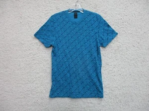 Adidas Shirt Medium Youth Blue Spell Out Logo All Over Print Casual Cotton Boys - Picture 1 of 8