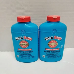 Gold Bond Maximale Stärke medizinisches Fußpuder Original Talkum 4 Unzen zwei Flaschen - Bild 1 von 5