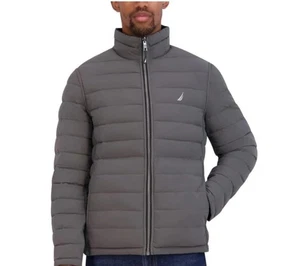 Neu mit Etikett Nautica Herren Stretch Wende gefütterte Jacke metallgrau/burgund Größe Lg - Bild 1 von 11