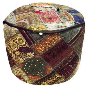 24" BANJARA TRIBAL OTTOMAN STOOL FURNITURE BENCH POUF POUFFE PILLOW COVER - Picture 1 of 12