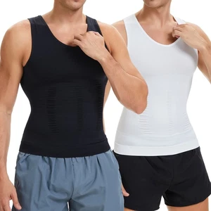 Men's Compression Vest Slimming Body Shaper Shapewear Gynecomastia Gym Tank Tops - Picture 1 of 38