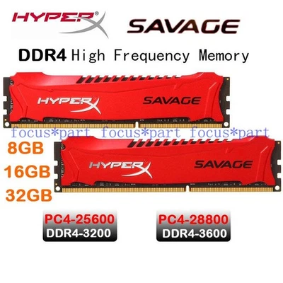 HyperX SAVAGE DDR4 8GB 16GB 32GB 64GB 3200MHz 3600MHz Desktop 288-Pin Memory lot - Image 1 of 4