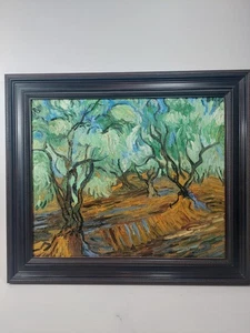 Cert. Riproduzione VAN GOGH quadro olio ulivo su TELA 20x24 incorniciato 26x30 - Foto 1 di 23