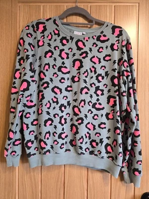 Scamp and Dude women's Sweatshirt, Khaki and Coral Snow Leopard print medium 10 - Image 1 of 4