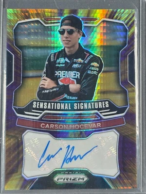 2022 Panini Prizm Carson Hocevar Sensational Signatures Hyper Purple/Yellow /50 - Image 1 of 2