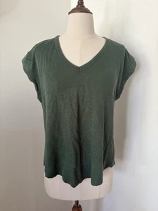 WITCHERY Green V-Neck Linen/Nylon Tee SIZE XS 8 10 tshirt top - Picture 1 of 7