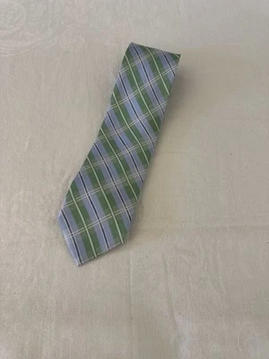 Croft & Barrow Green Blue Preppy Striped Tie 100% Silk - Image 1 of 4