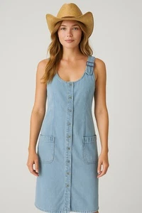 Vintage 80s Mizz Lizz Long Denim Dress L - Picture 1 of 10