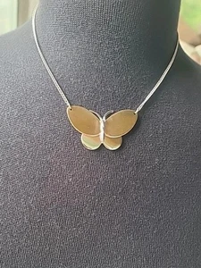 Vintage Avon two-tone butterfly necklace choker silver/goldtone '60s mod cute - Picture 1 of 12