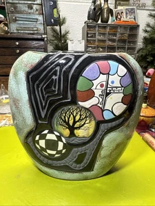 Roger McAndrews Studio Kunstkeramik Vase Dekor Geometrisch Unikat Design - Bild 1 von 12