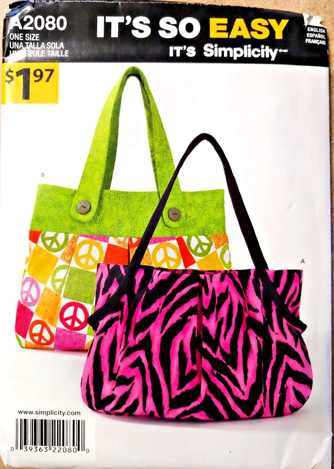 Simplicity 2080 Purse Handbag Shoulder Bag Sewing Pattern Size 12" x 16" Uncut - Image 1 of 4