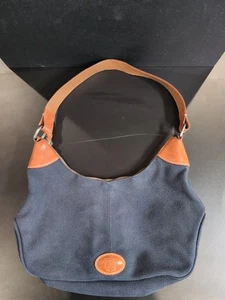 VINTAGE DOONEY & BOURKE DUNKELBLAU CANVAS UND LEDER HOBO SCHULTERTASCHE Y2K  - Bild 1 von 24