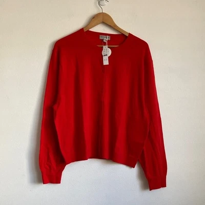 J. Cárdigan de cachemir Crew peso pluma XXL rojo vibrante suéter para mujer Foto 1 de 4