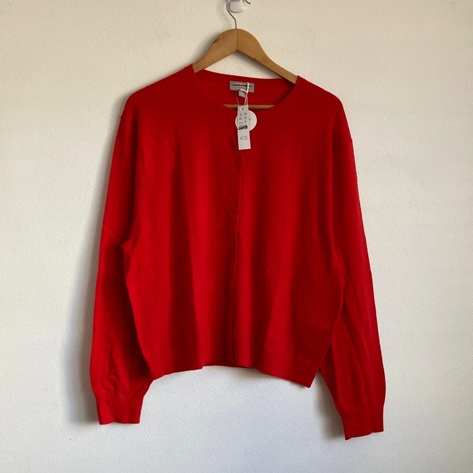 J. Cárdigan de cachemir Crew peso pluma XXL rojo vibrante suéter para mujer Foto 1 de 4