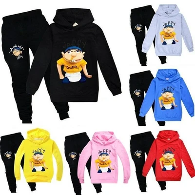 Set felpa con cappuccio e pantaloni Jeffy Puppet materiale morbido comodo per ragazzi e ragazze - Immagine 1 di 4