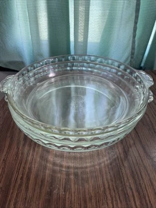 3 PYREX 9.5" Clear Glass Fluted Scalloped Edge Deep Dish Pie Plate #229 USA - Picture 1 of 7