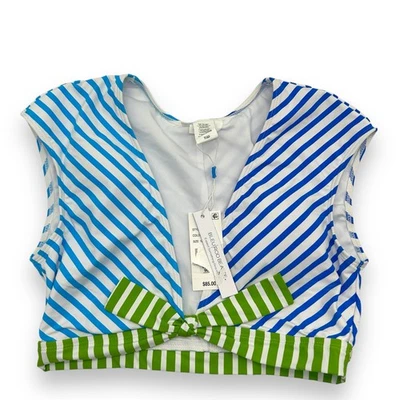 NUEVO Top de bikini Bleu by Rod Beattie azul blanco a rayas talla 14 traje de baño con corbata delantera Foto 1 de 4