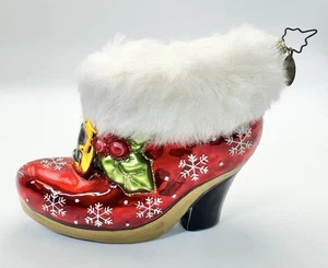 Christopher Radko Christmas Ornament Furry Shoe Boot - Bild 1 von 20