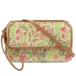 Bueno Floral Print Multicolor Straw Crossbody Shoulder Strap Wallet Wristlet NWT - Picture 1 of 5