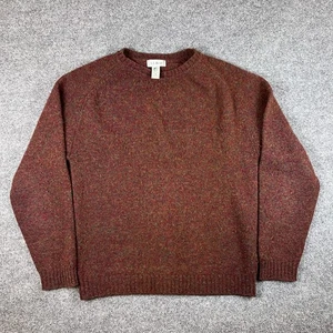 Vintage LL Bean Sweater Mens M Brown Multicolor 100% Wool Fuzzy Made in Scotland - Picture 1 of 10