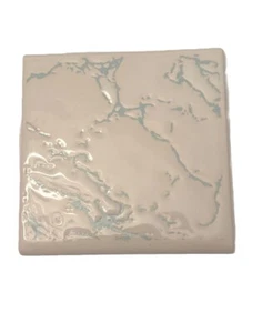 Vtg NOS Ceramic BEVELED Edge Tile Off White Blue 4 1/4 “ Tiles Kitchen Bath MCM - Picture 1 of 3