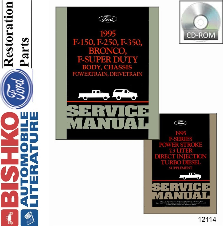 1995 Ford Truck Bronco Shop Service Repair Manual CD Engine Drivetrain - Image 1 of 1