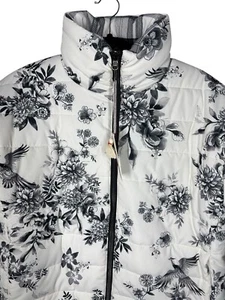 Johnny Was XL Ivory Dreamer Reversible Puffer Jacket Floral Plaid Coat $425 - Picture 1 of 9