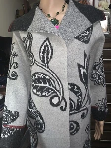 Maxsport Long Cardigan Gray Multi Florar Sweter Cost $298 Size S #3 - Picture 1 of 12