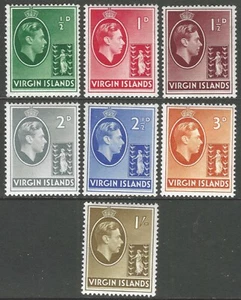 British Virgin Islands. 1938-47 KGVI. 7 MH Values to 1/-. SG 110a etc - Picture 1 of 2