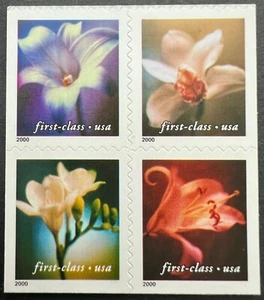 Scott#: 3457b - 3454-3457 Flowers Block of Four From 3457e 34¢x4 APC 2000 MNH - Picture 1 of 1