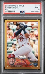 2023 Topps Chrome Ivan Herrera Gold Refractor Rookie RC #/50 Cardinals PSA 9