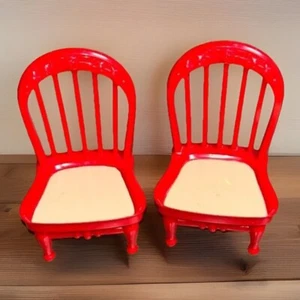 Fisher Price Loving Family Grand Mansion Dollhouse 2 Red Kitchen Dining Chairs - Picture 1 of 6