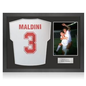 AC Mailand 1988 Auswärtstrikot, signiert von Paolo Maldini. Symbolrahmen