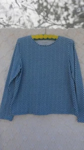 Talbot's Knit Top Misses L Cotton Blue Teal White SOFT MINT - Picture 1 of 5
