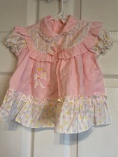 Vintage Girls Toddler 12 Mo Summer Spring Dress Pink & White With Bows by Crad