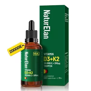 Vitamin D3 K2 hochdosiert Tropfen - 20000I.E. + Vitamin K2 MK7 200 mcg pro Dosis - Bild 1 von 7