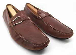 Bacco Bucci Mens Brown Leather Moc Toe Horse Bit Driving Loafers Size US 9.5 - Picture 1 of 20