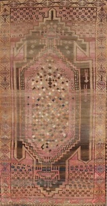 Antik Geometrisch Traditionell Orientalisch Läufer Teppich Handgeknüpft Wolle 5x10 Flur - Bild 1 von 12