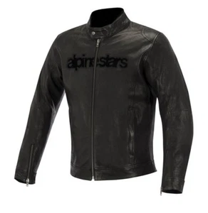 Alpinestars Huntsman Black Shadow negro vintage moto cuero chaqueta protector - Imagen 1 de 3